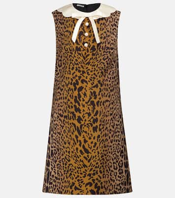 Leopard-print wool and mohair minidress | Miu Miu