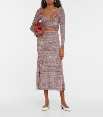 Wrapover ribbed-knit crop top | Self-Portrait