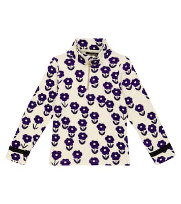 Spaceflower velour half-zip top | Mini Rodini