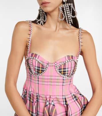 Embellished plaid minidress | Area