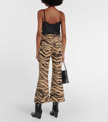 Tiger-print wool-blend flared pants | Stella McCartney