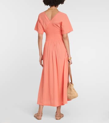 Abito lungo in cotone a punto smock | Heidi Klein