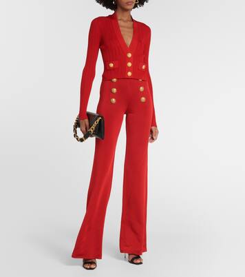 Cropped embellished knit cardigan | Balmain