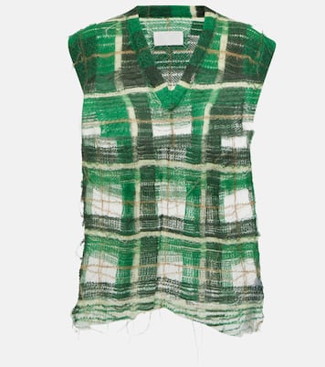Distressed checked mohair-blend sweater vest | Maison Margiela
