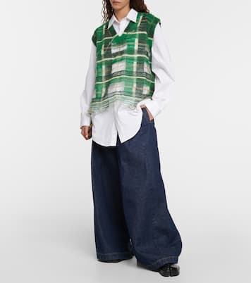 Distressed checked mohair-blend sweater vest | Maison Margiela