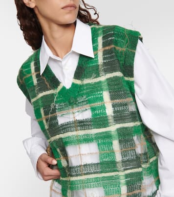 Distressed checked mohair-blend sweater vest | Maison Margiela