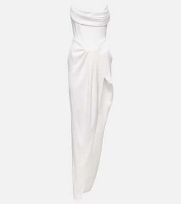 Bridal draped satin crêpe bustier gown | Alex Perry