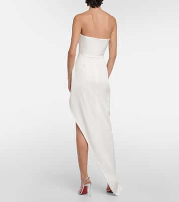 Bridal draped satin crêpe bustier gown | Alex Perry