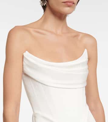 Bridal draped satin crêpe bustier gown | Alex Perry