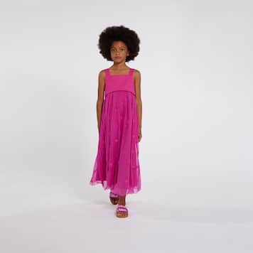 Abito in seta con ricamo | Chloé Kids