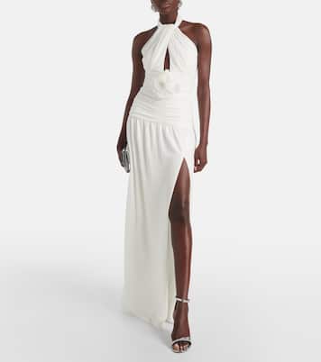 Guinevere floral-appliqué gown | Rebecca Vallance