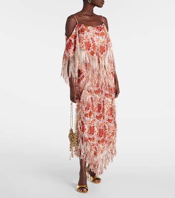 Fringed printed maxi skirt | Rabanne