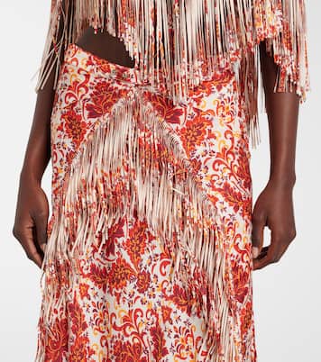 Fringed printed maxi skirt | Rabanne