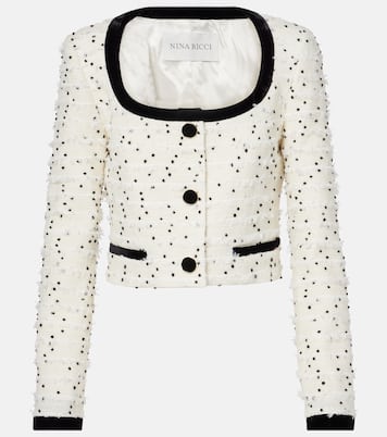 Polka-dot fringed wool-blend tweed jacket | Nina Ricci