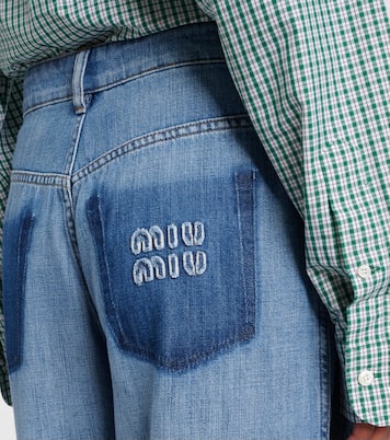Jeans a gamba larga con logo | Miu Miu
