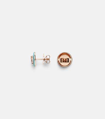 18kt rose gold and enamel earrings with diamonds | Kamyen