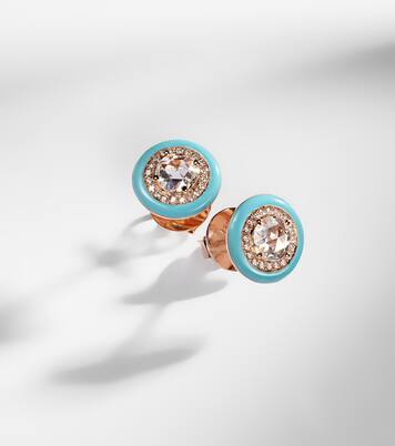 18kt rose gold and enamel earrings with diamonds | Kamyen