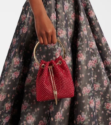 Bon Bon Small embellished satin bucket bag | Jimmy Choo