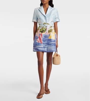 Vestido corto Brigitte de lona en mezcla de lino | Leo Lin