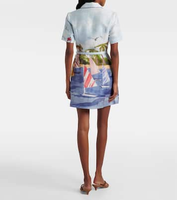 Vestido corto Brigitte de lona en mezcla de lino | Leo Lin