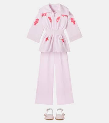 Sweat-shirt en coton mélangé à fleurs | Monnalisa