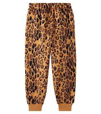 Leopard-print cotton jersey sweatpants | Mini Rodini