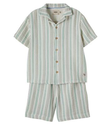 Anker striped cotton shirt and shorts set | Wheat