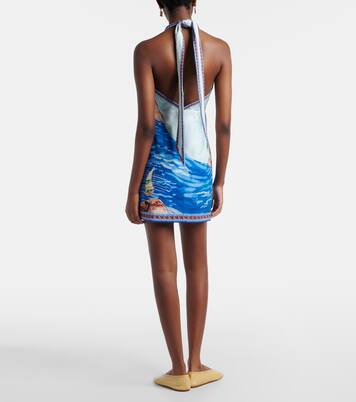 Island printed halterneck cotton minidress | Alémais