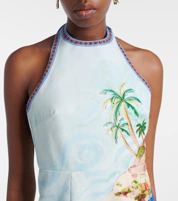 Island printed halterneck cotton minidress | Alémais