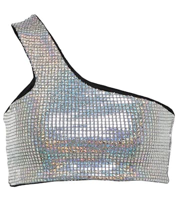 Iridescent one-shoulder crop top | Dodo Bar Or