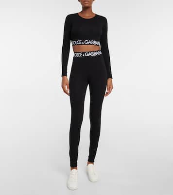 Leggings en mezcla de algodón con logo | Dolce&Gabbana