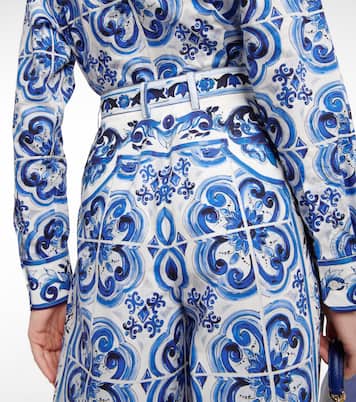 Jupe-culotte ample imprimée à taille haute en coton | Dolce&Gabbana