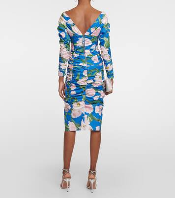 Abito midi in misto cotone con stampa floreale | Carolina Herrera