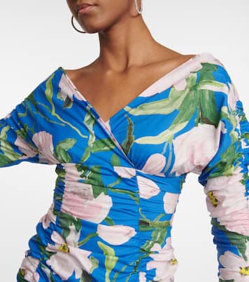Abito midi in misto cotone con stampa floreale | Carolina Herrera