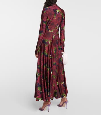 Abito midi in jersey con fiocco e stampa | Oscar de la Renta