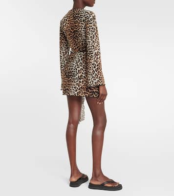 Leopard-print mesh crop top | Ganni