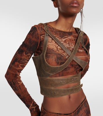 x KNWLS - Bustier in pelle con cut-out | Jean Paul Gaultier