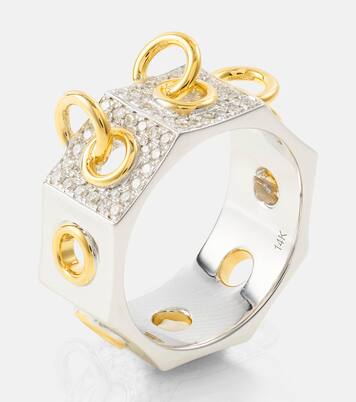 Bague Eyet en or jaune et blanc 14 ct et diamants | Rainbow K