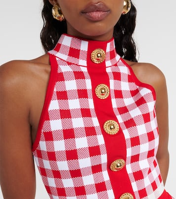 Crop top a cuadros | Balmain
