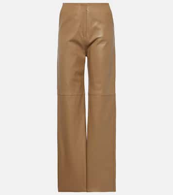 Gerade High-Rise-Hose aus Leder | Toteme