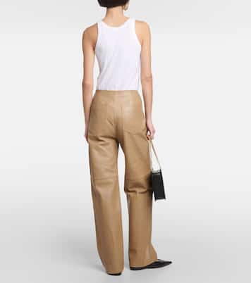 Gerade High-Rise-Hose aus Leder | Toteme