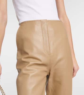 Gerade High-Rise-Hose aus Leder | Toteme