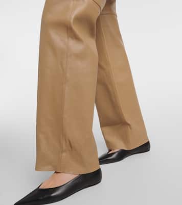 Gerade High-Rise-Hose aus Leder | Toteme