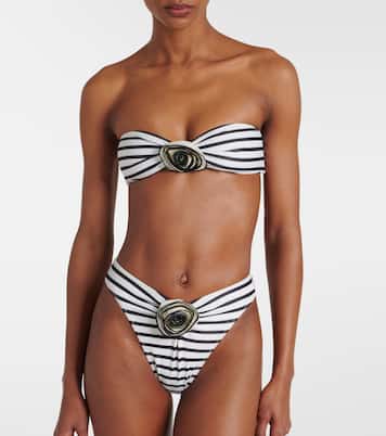 Top de bikini bandeau Rose con aplique floral | Same