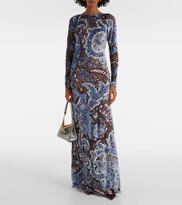 Vestido largo de jersey de crepé con paisley | Etro