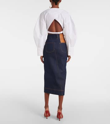 La Jupe De-Nîmes asymmetric denim midi skirt | Jacquemus