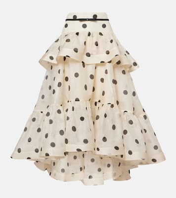 Gonna lunga Crush in lino e seta a pois | Zimmermann