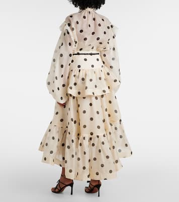 Gonna lunga Crush in lino e seta a pois | Zimmermann