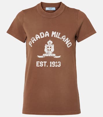 T-shirt in jersey di cotone con logo | Prada
