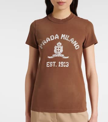 T-shirt in jersey di cotone con logo | Prada